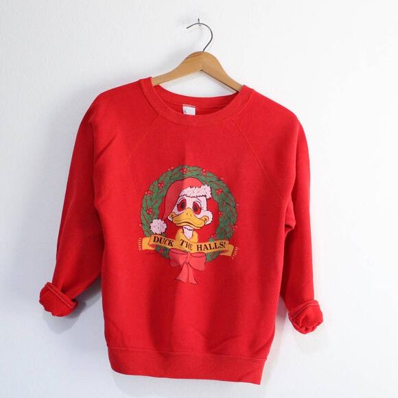 Vintage Duck the Halls Christmas Sweatshirt Medium - Picture 1 of 4